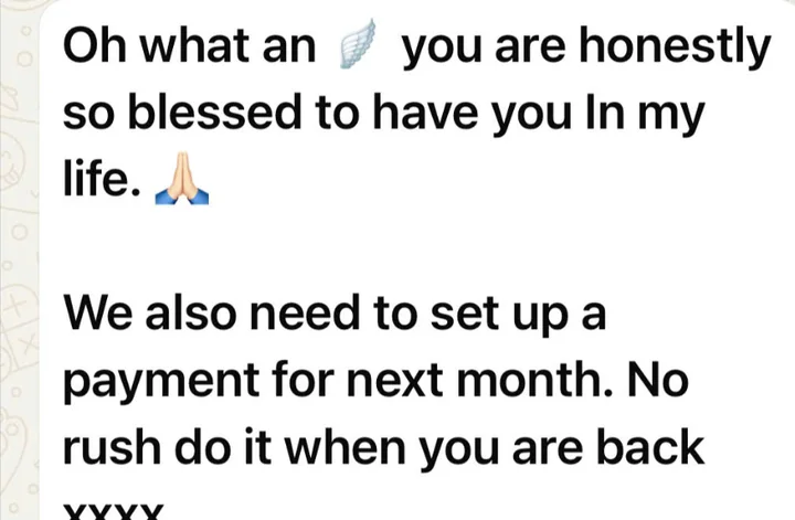 Client message: Honestly so blessed to have you in my life.